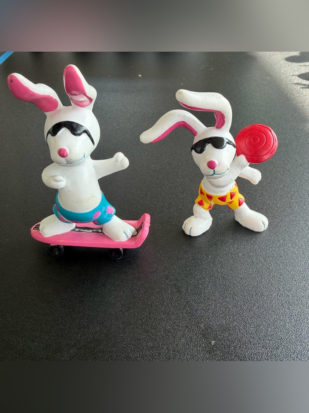 Vintage 1989 Hardee’s Beach Bunnies Applause PVC Figures Skateboard Frisbee